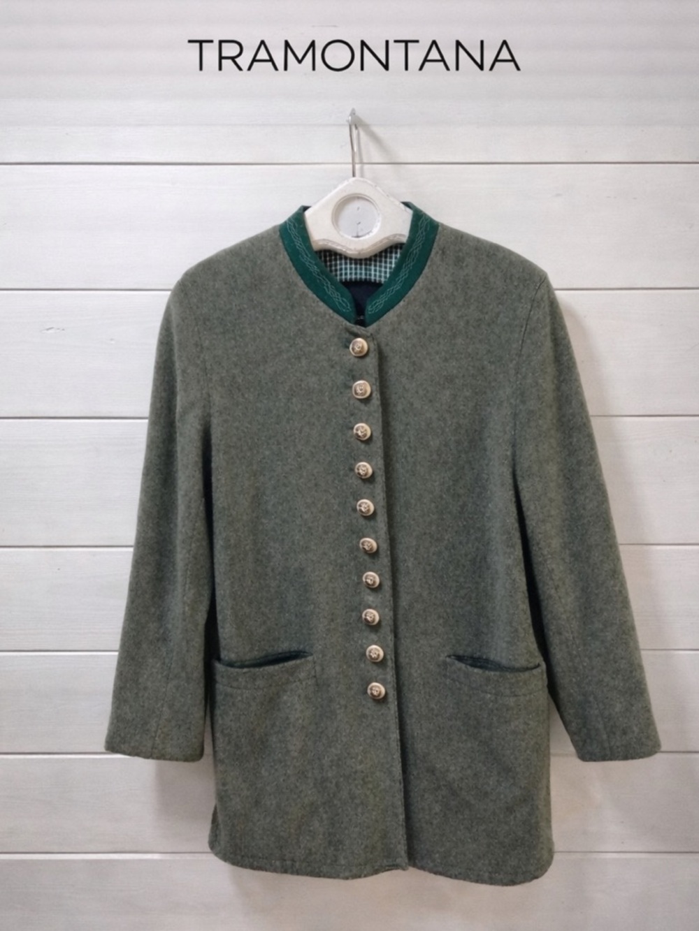 TRAMONTANA Green wool Traditional Jacket – Size 38